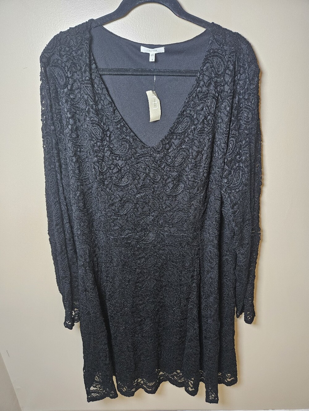 Maurices Black Paisley Lace Lined Vneck Above Knee Dress Plus 4X Cocktail Party